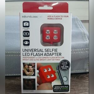 Universal selfie LED flash adapter, Red. Work with IPhone and Android. New